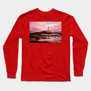 Pink and Blue sunrise at St Mary's Island Long Sleeve T-Shirt